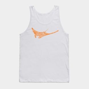 Orange manta ray tattoo style black background Tank Top